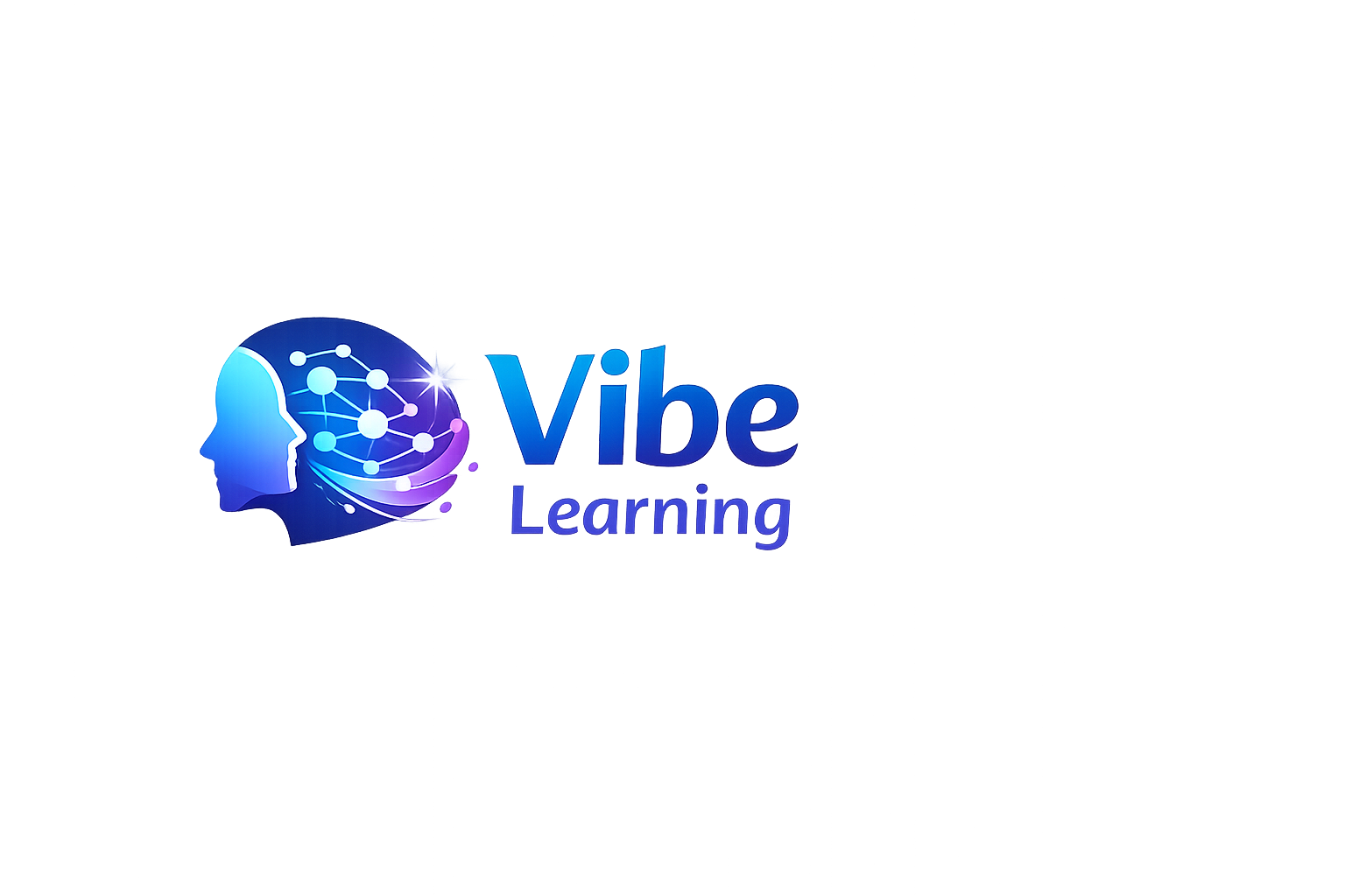 Vibe Learning logo showing a human profile combined with connected neural nodes, representing curiosity, human-centered learning, and AI-assisted knowledge building.